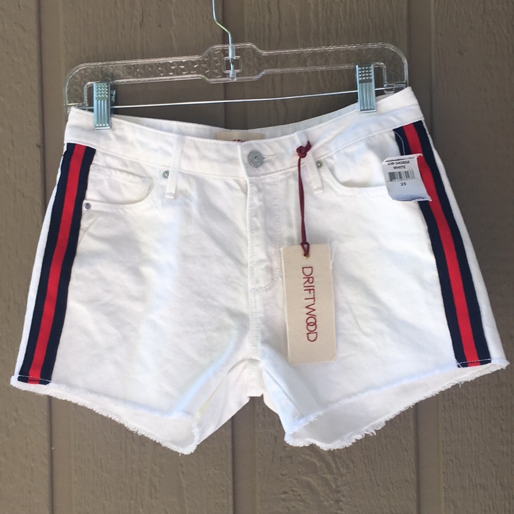 Driftwood Connie Denim Shorts 25 White W 25 Stripe